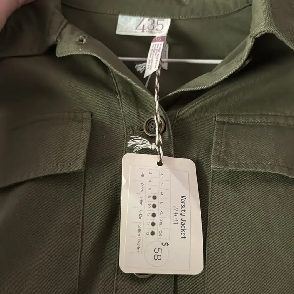 Matilda Jane 435 Varsity Jacket Olive Green Jacket with Fringe Details